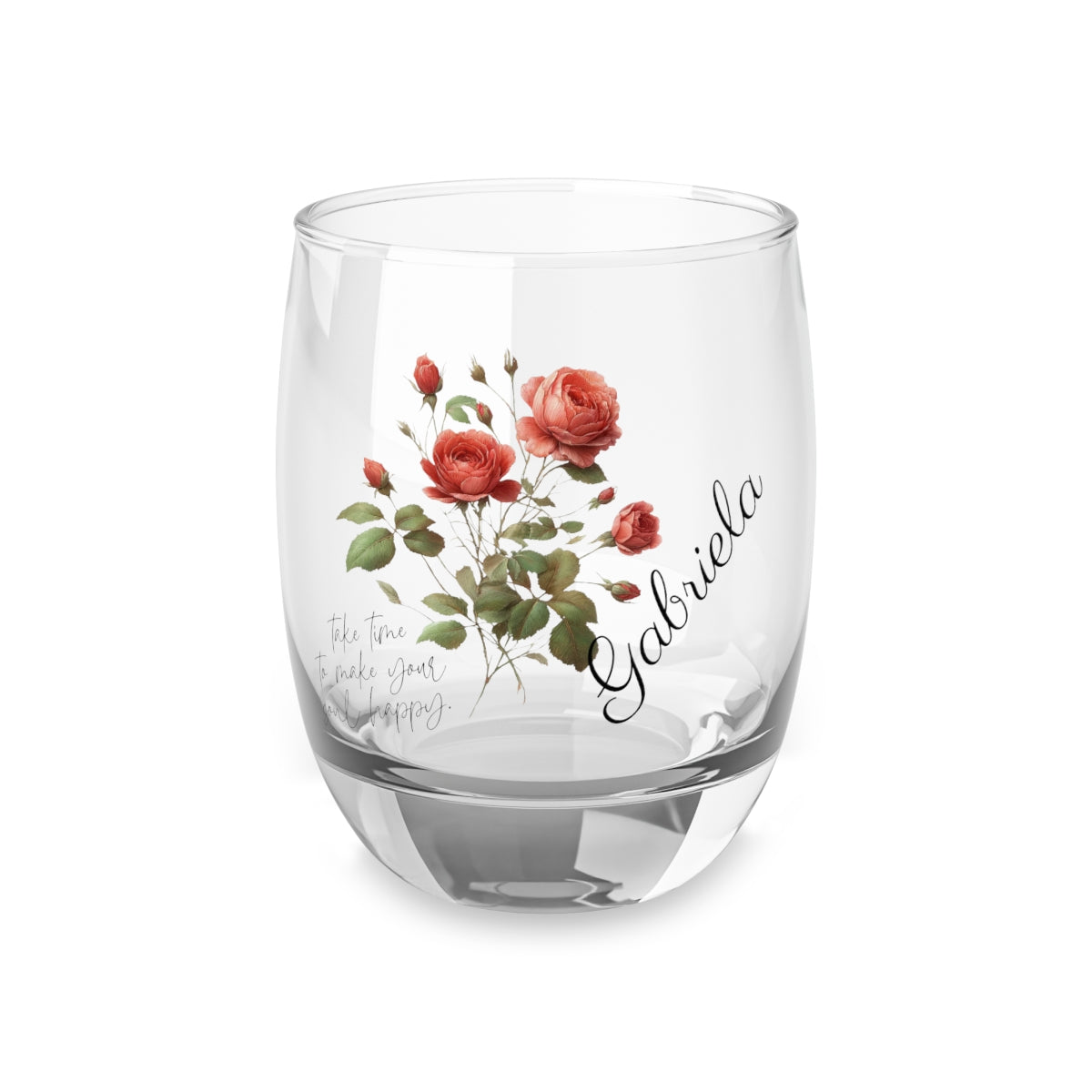 Rose-June Quote Personalised Floral Birthday Month Bouquet Wine Glass, Stemless Wine Glass, Whiskey Glass, Rocks Glass