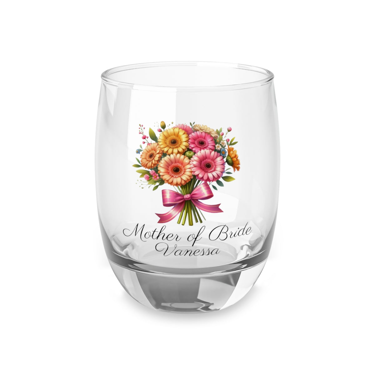 Personalised Floral Bouquet Wine Glass, Stemless Wine Glass, Whiskey Glass, Rocks Glass