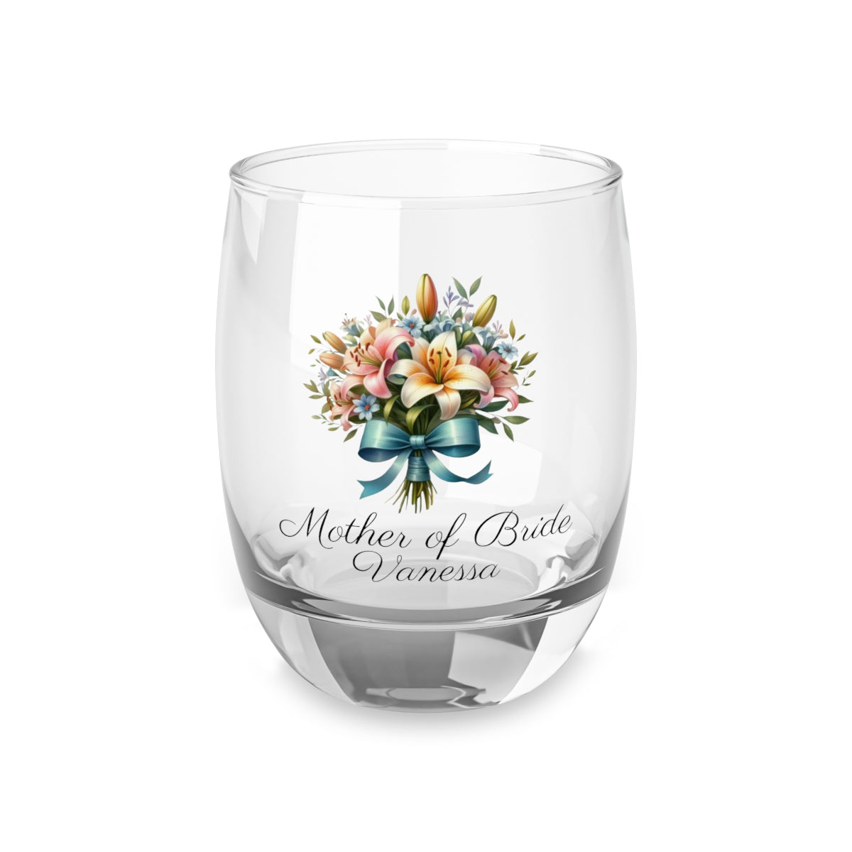 Personalised Floral Bouquet Wine Glass, Stemless Wine Glass, Whiskey Glass, Rocks Glass