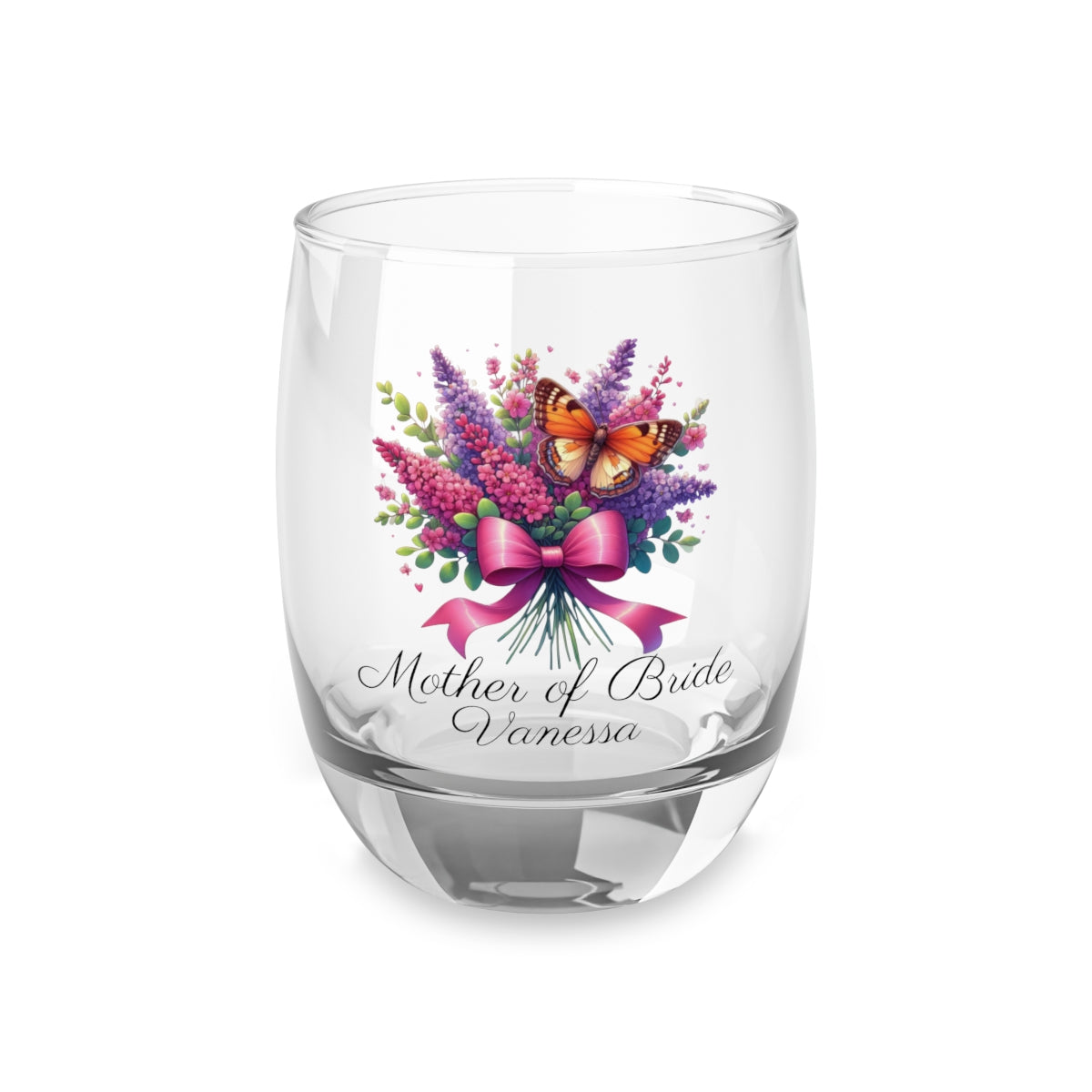 Personalised Floral Bouquet Wine Glass, Stemless Wine Glass, Whiskey Glass, Rocks Glass