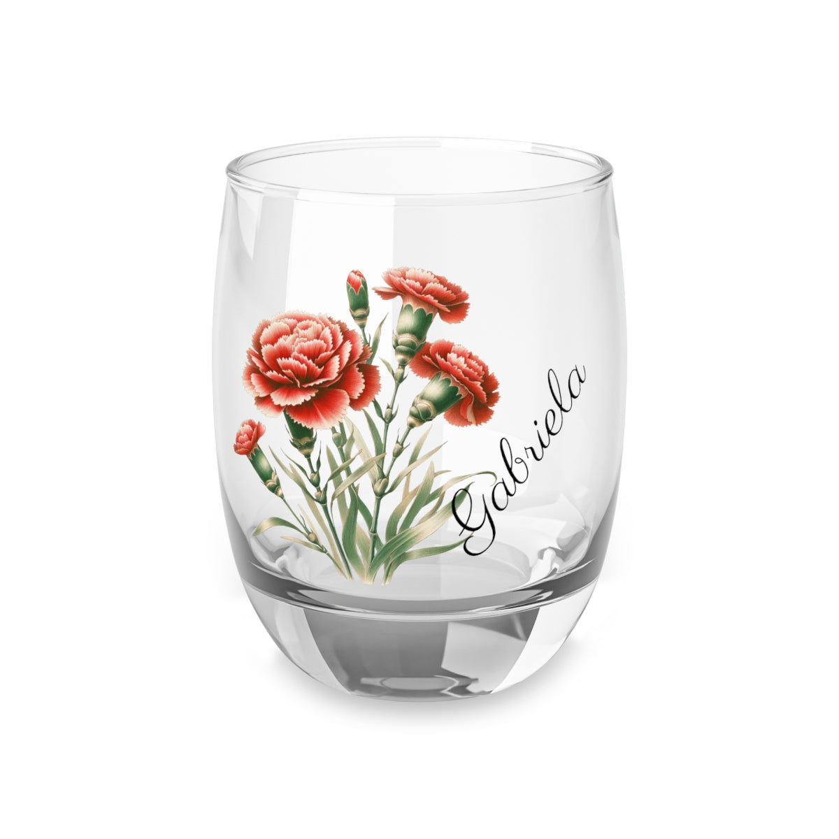 Carnation-January Personalised Floral Birthday Month Bouquet Wine Glass, Stemless Wine Glass, Whiskey Glass, Rocks Glass