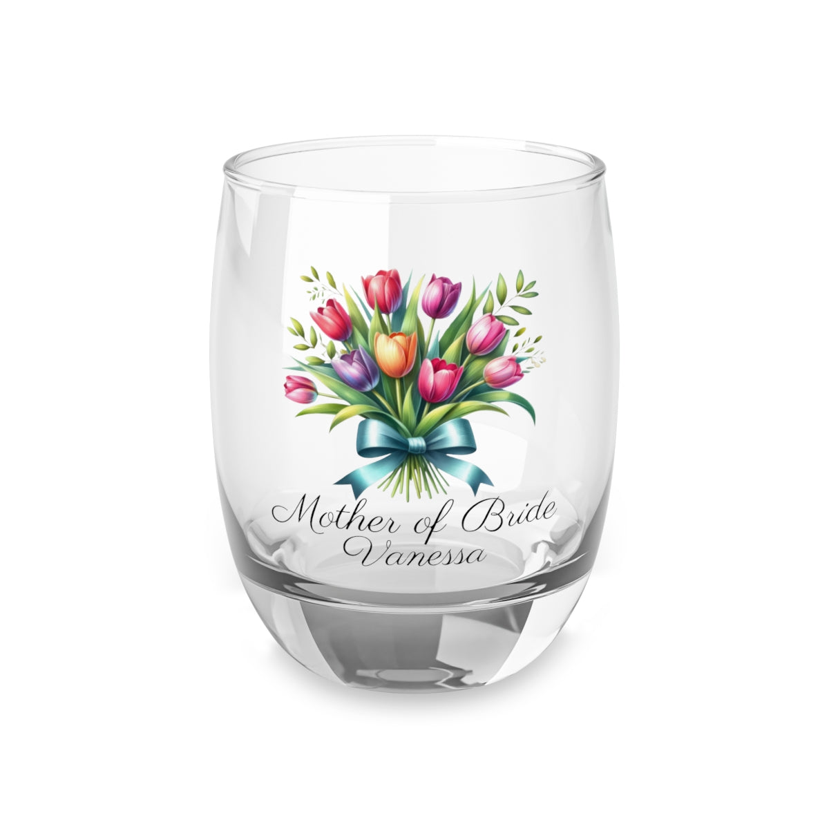 Personalised Floral Bouquet Wine Glass, Stemless Wine Glass, Whiskey Glass, Rocks Glass