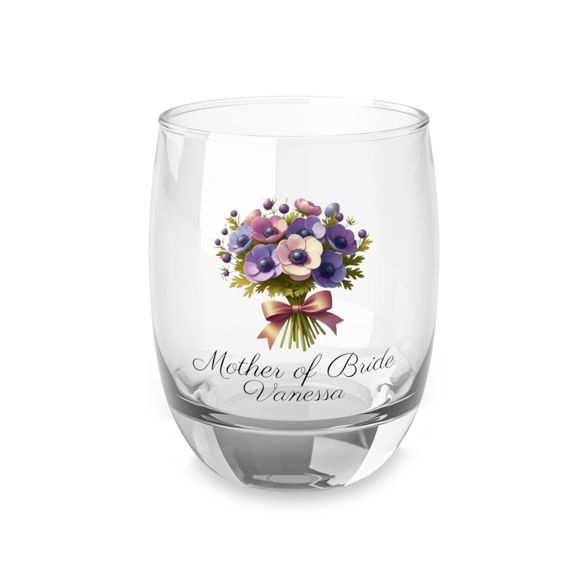 Personalised Floral Bouquet Wine Glass, Stemless Wine Glass, Whiskey Glass, Rocks Glass