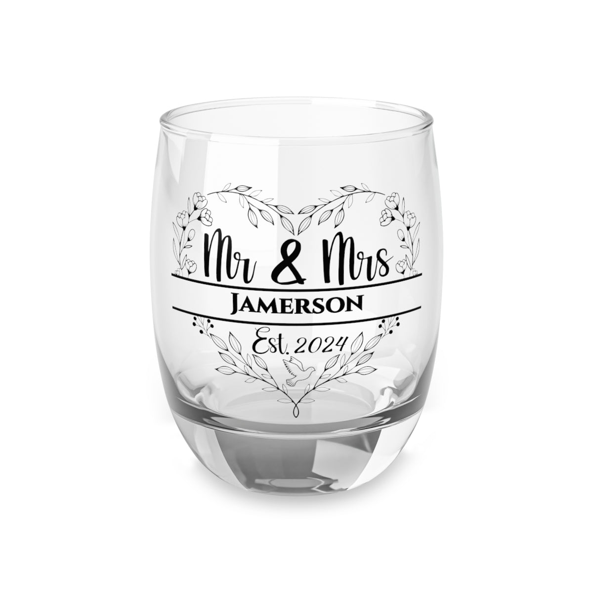 Mr And Mrs-21 Personalised Christmas Mr & Mrs Wine Glass 12oz, Whiskey Glass 6oz, Stemless Wine Glass 11.75oz, Rock Glass 10oz