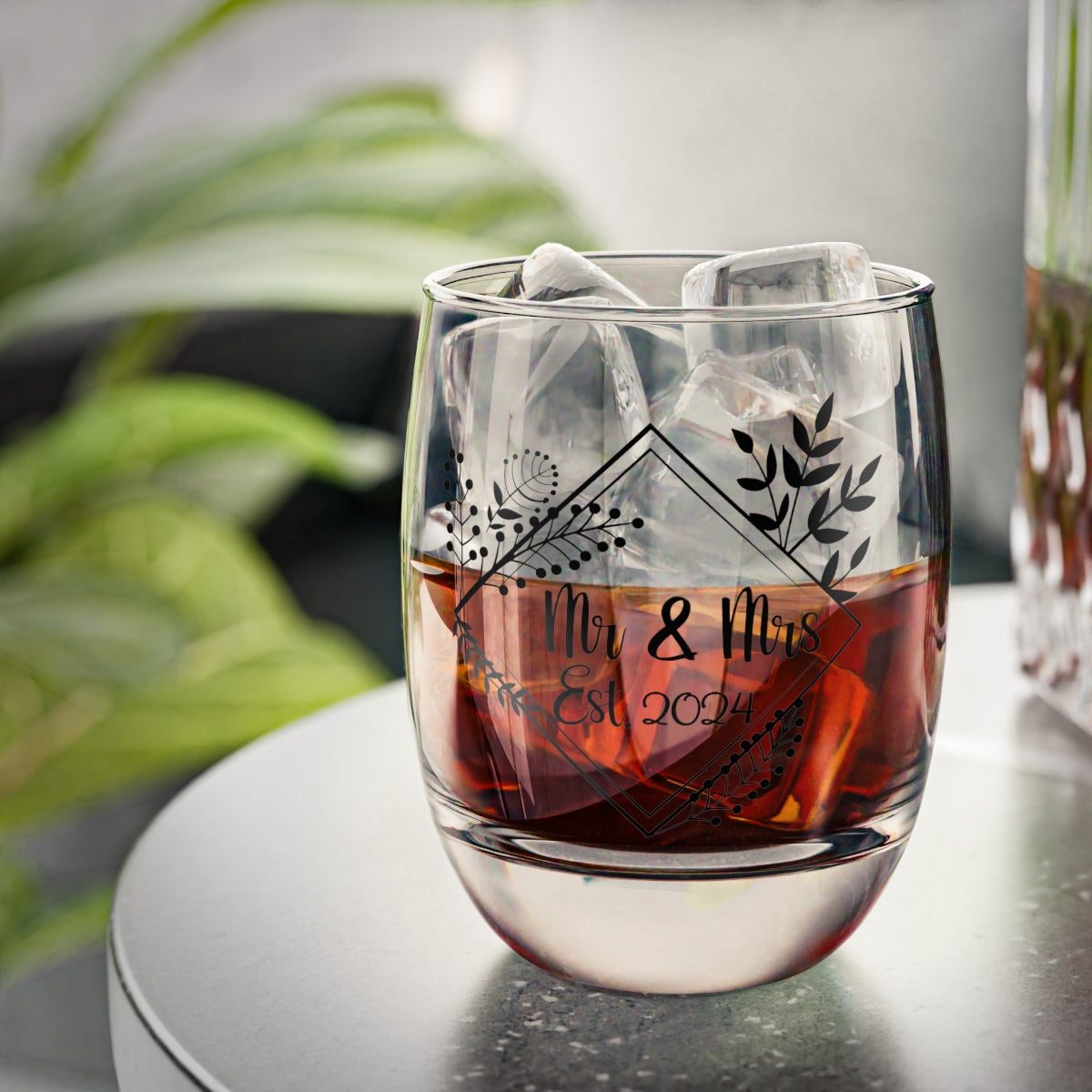 Mr And Mrs-14 Personalised Christmas Mr & Mrs Wine Glass 12oz, Whiskey Glass 6oz, Stemless Wine Glass 11.75oz, Rock Glass 10oz