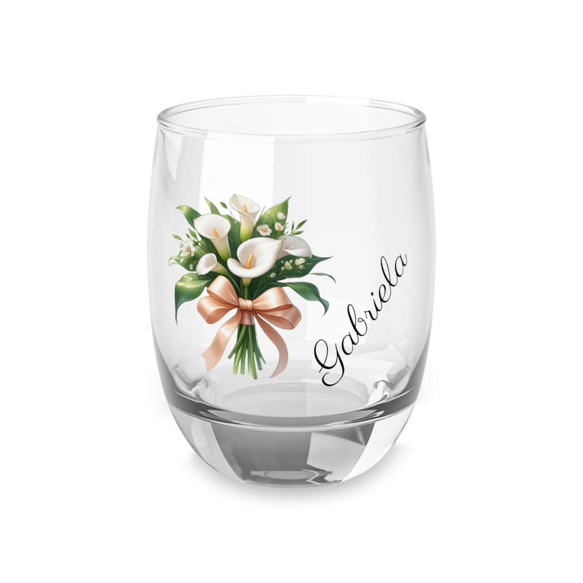 Personalised Floral Bouquet Wine Glass, Stemless Wine Glass, Whiskey Glass, Rocks Glass