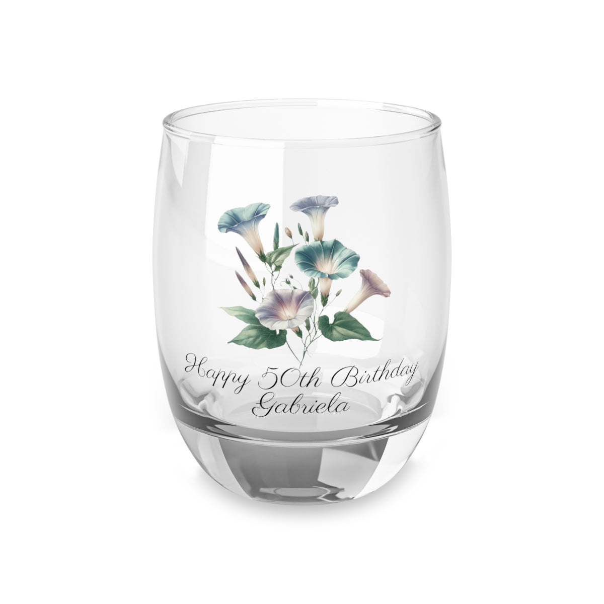 Morning Glory September Personalised Floral Birthday Month Bouquet Wine Glass, Stemless Wine Glass, Whiskey Glass, Rocks Glass