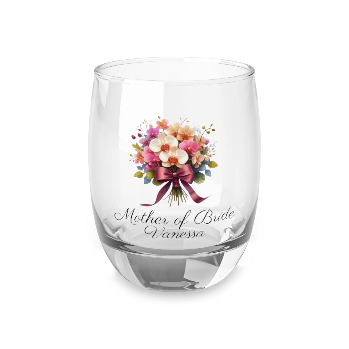 Personalised Floral Bouquet Wine Glass, Stemless Wine Glass, Whiskey Glass, Rocks Glass