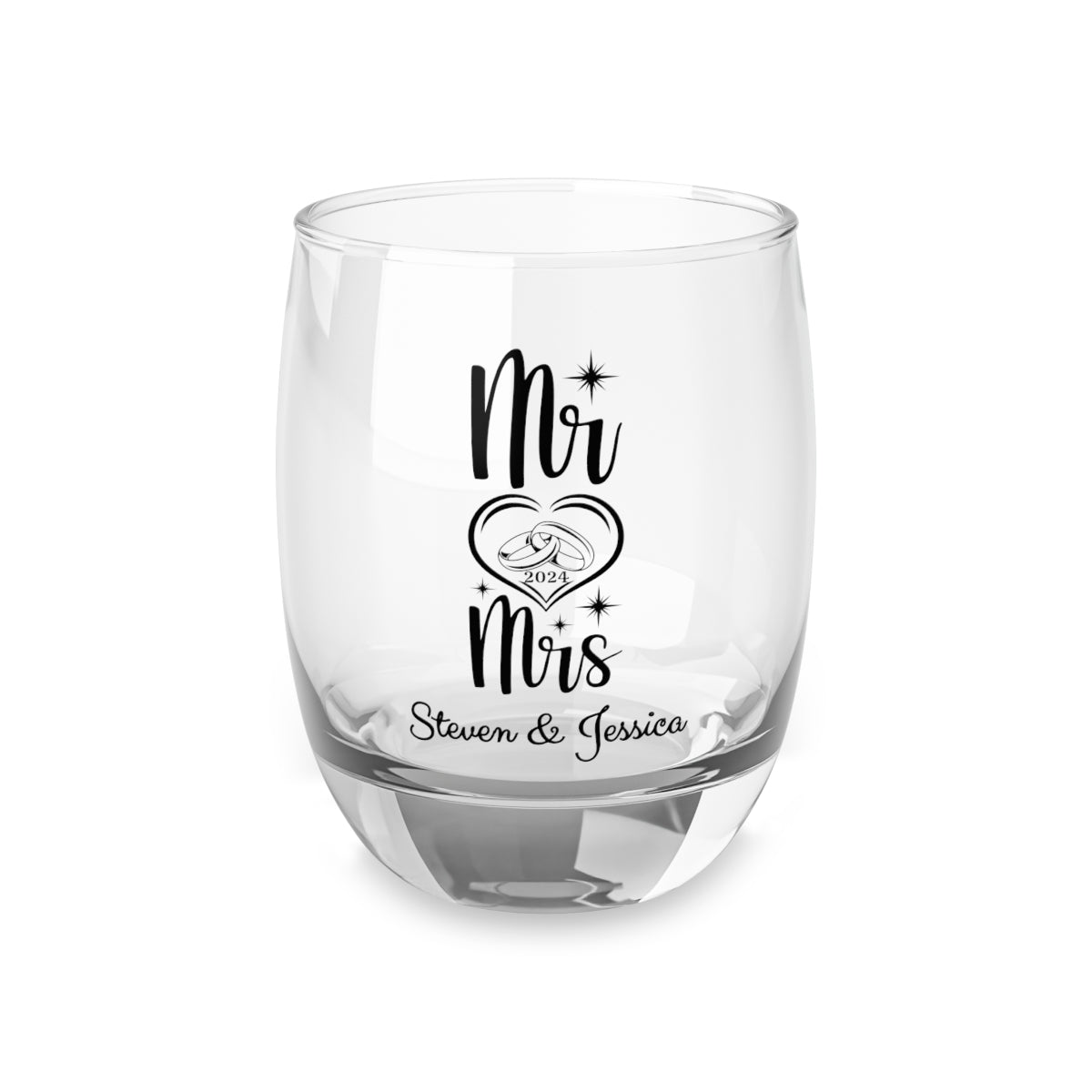 Mr And Mrs-10 Personalised Christmas Mr & Mrs Wine Glass 12oz, Whiskey Glass 6oz, Stemless Wine Glass 11.75oz, Rock Glass 10oz