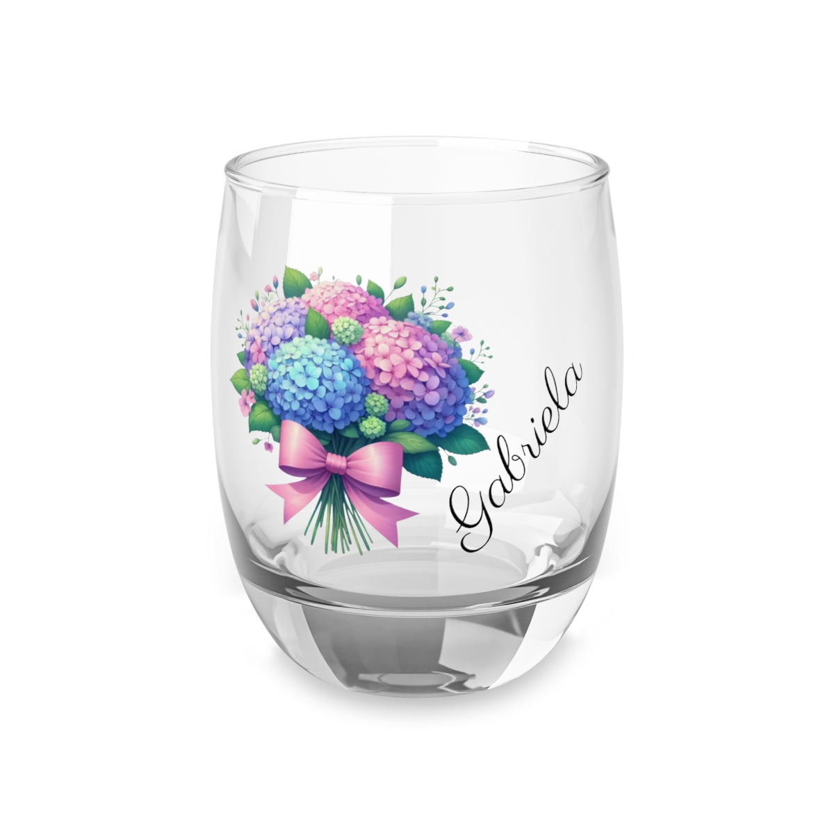 Personalised Floral Bouquet Wine Glass, Stemless Wine Glass, Whiskey Glass, Rocks Glass