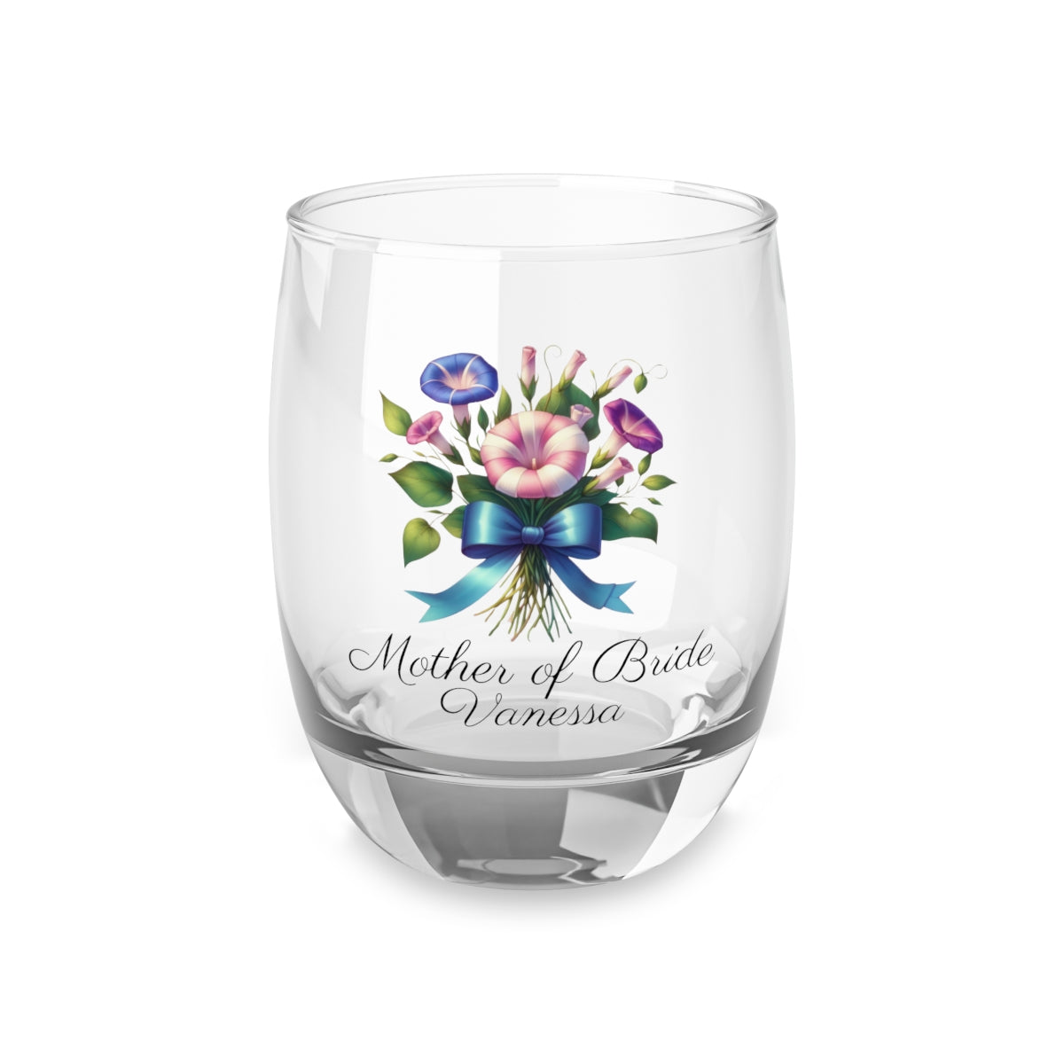 Personalised Floral Bouquet Wine Glass, Stemless Wine Glass, Whiskey Glass, Rocks Glass