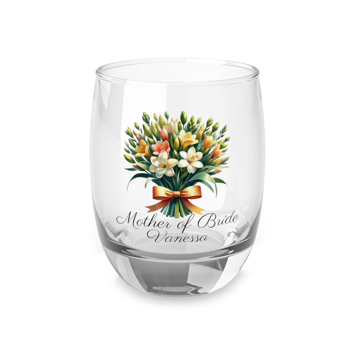 Personalised Floral Bouquet Wine Glass, Stemless Wine Glass, Whiskey Glass, Rocks Glass