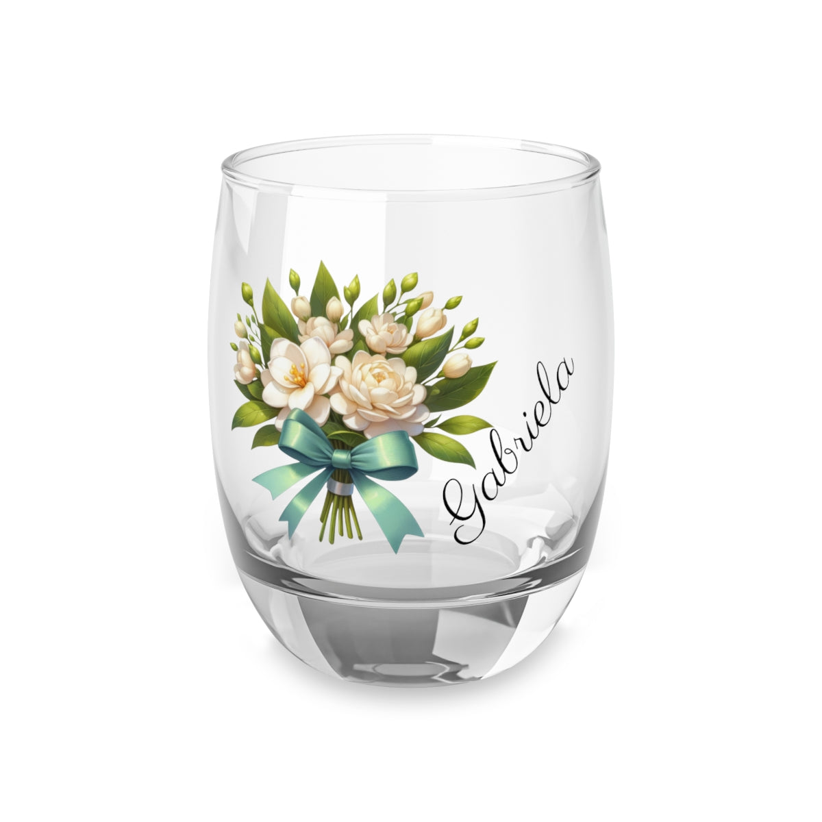 Personalised Floral Bouquet Wine Glass, Stemless Wine Glass, Whiskey Glass, Rocks Glass