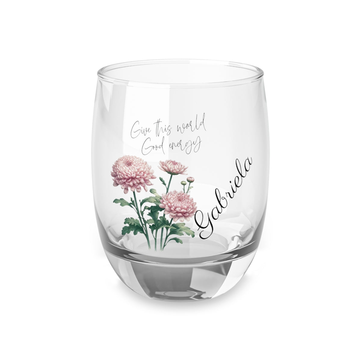 Chrysanthemum-November Quote Personalised Floral Birthday Month Bouquet Wine Glass, Stemless Wine Glass, Whiskey Glass, Rocks Glass