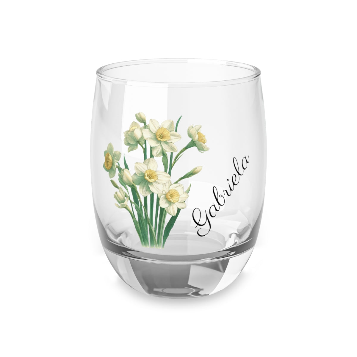 Narcissus December Personalised Floral Birthday Month Bouquet Wine Glass, Stemless Wine Glass, Whiskey Glass, Rocks Glass