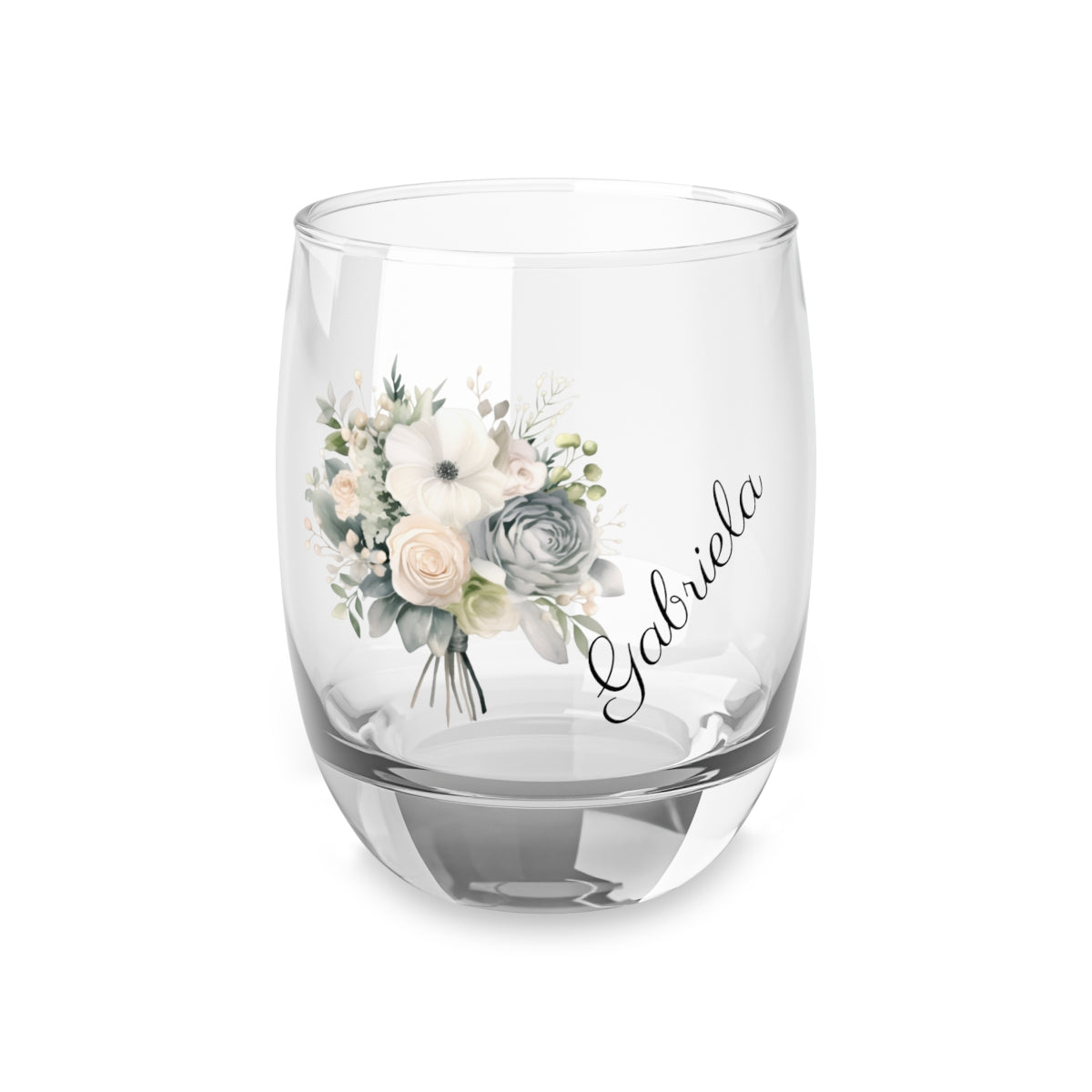 Wedding Bouquets Flower Personalised Floral Bouquet Wine Glass, Stemless Wine Glass, Whiskey Glass, Rocks Glass