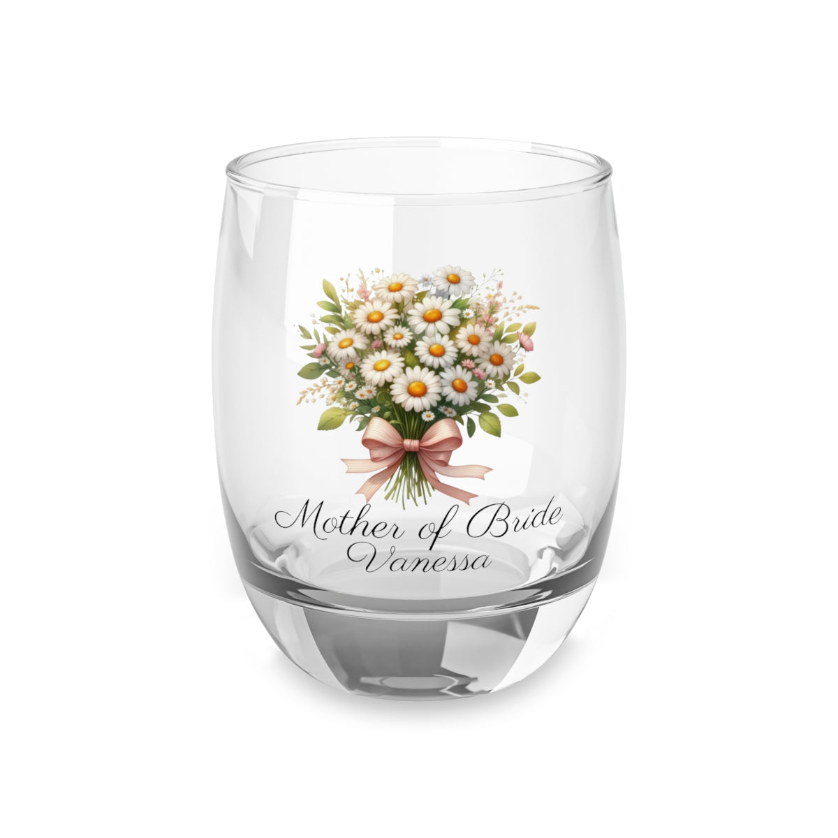 Personalised Floral Bouquet Wine Glass, Stemless Wine Glass, Whiskey Glass, Rocks Glass