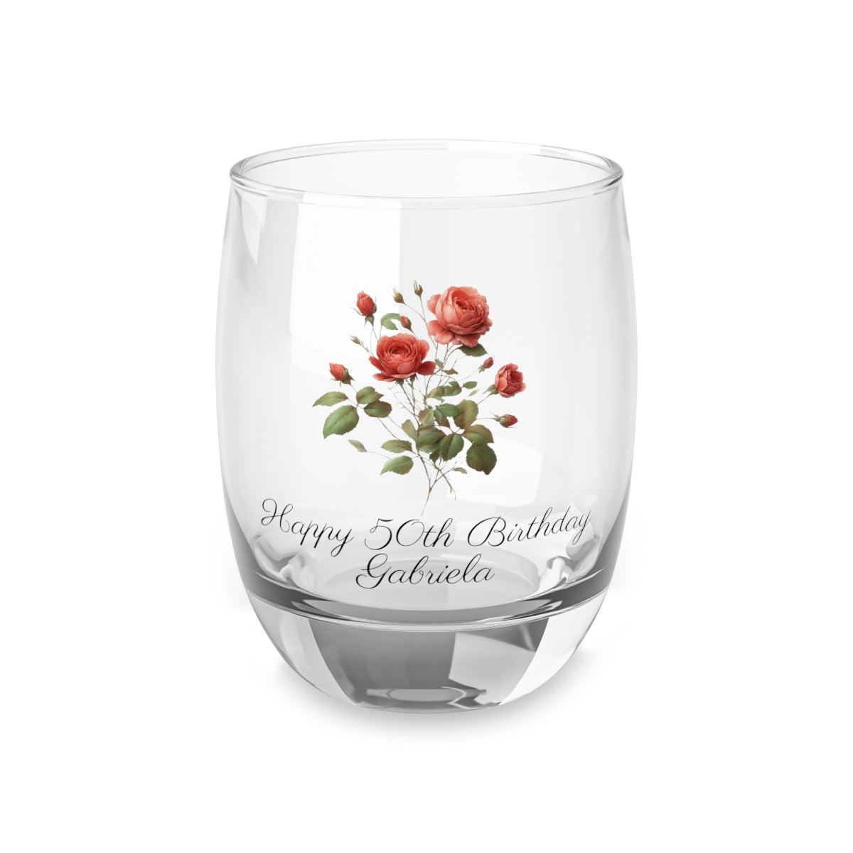 Rose June Personalised Floral Birthday Month Bouquet Wine Glass, Stemless Wine Glass, Whiskey Glass, Rocks Glass