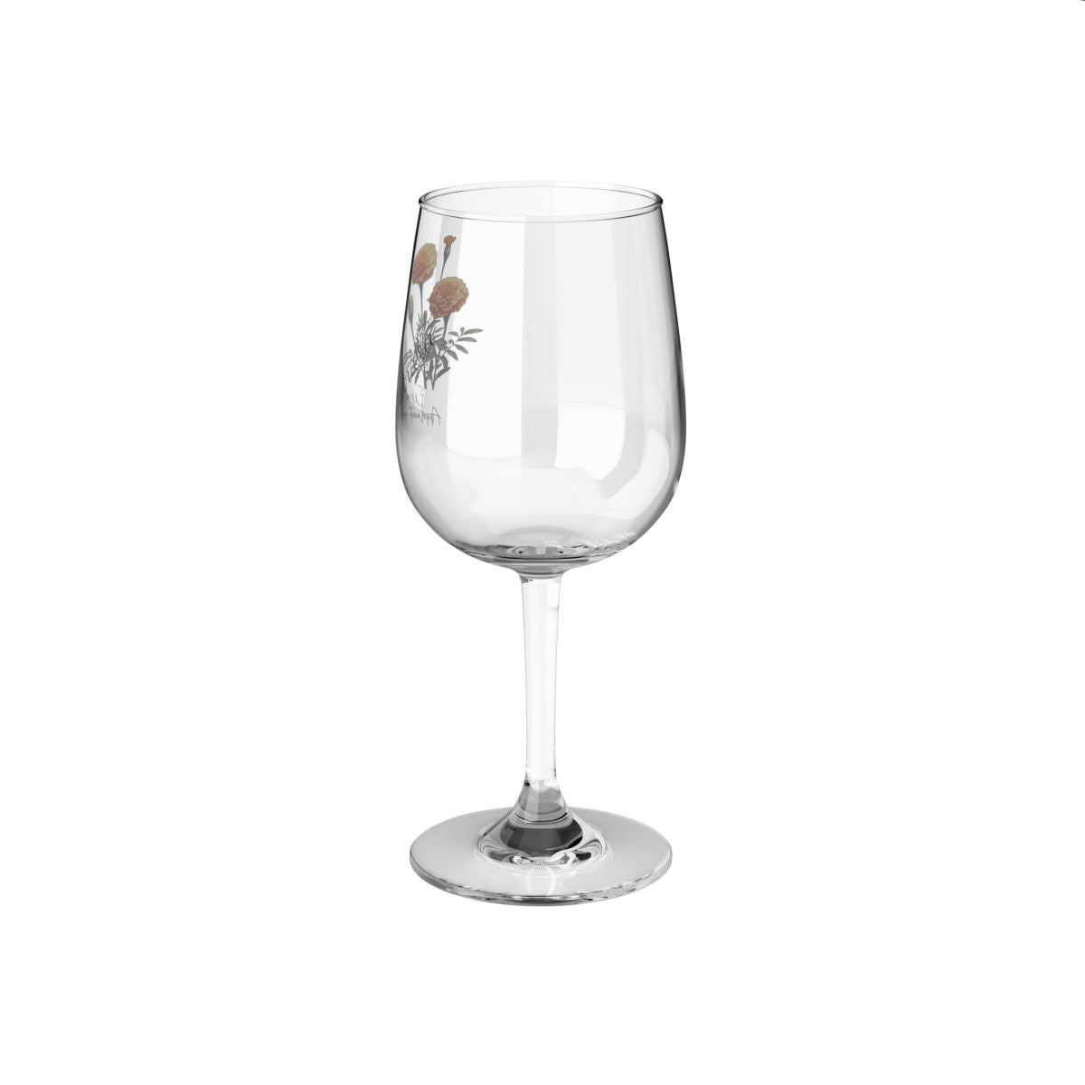 Marigold-October Quote Personalised Floral Birthday Month Bouquet Wine Glass, Stemless Wine Glass, Whiskey Glass, Rocks Glass