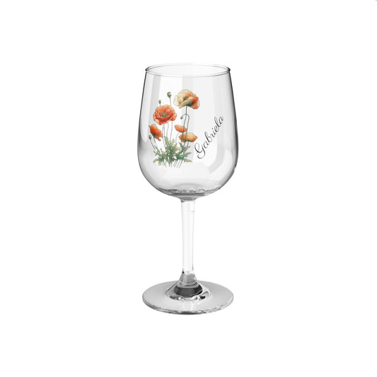 Poppy August Personalised Floral Birthday Month Bouquet Wine Glass, Stemless Wine Glass, Whiskey Glass, Rocks Glass