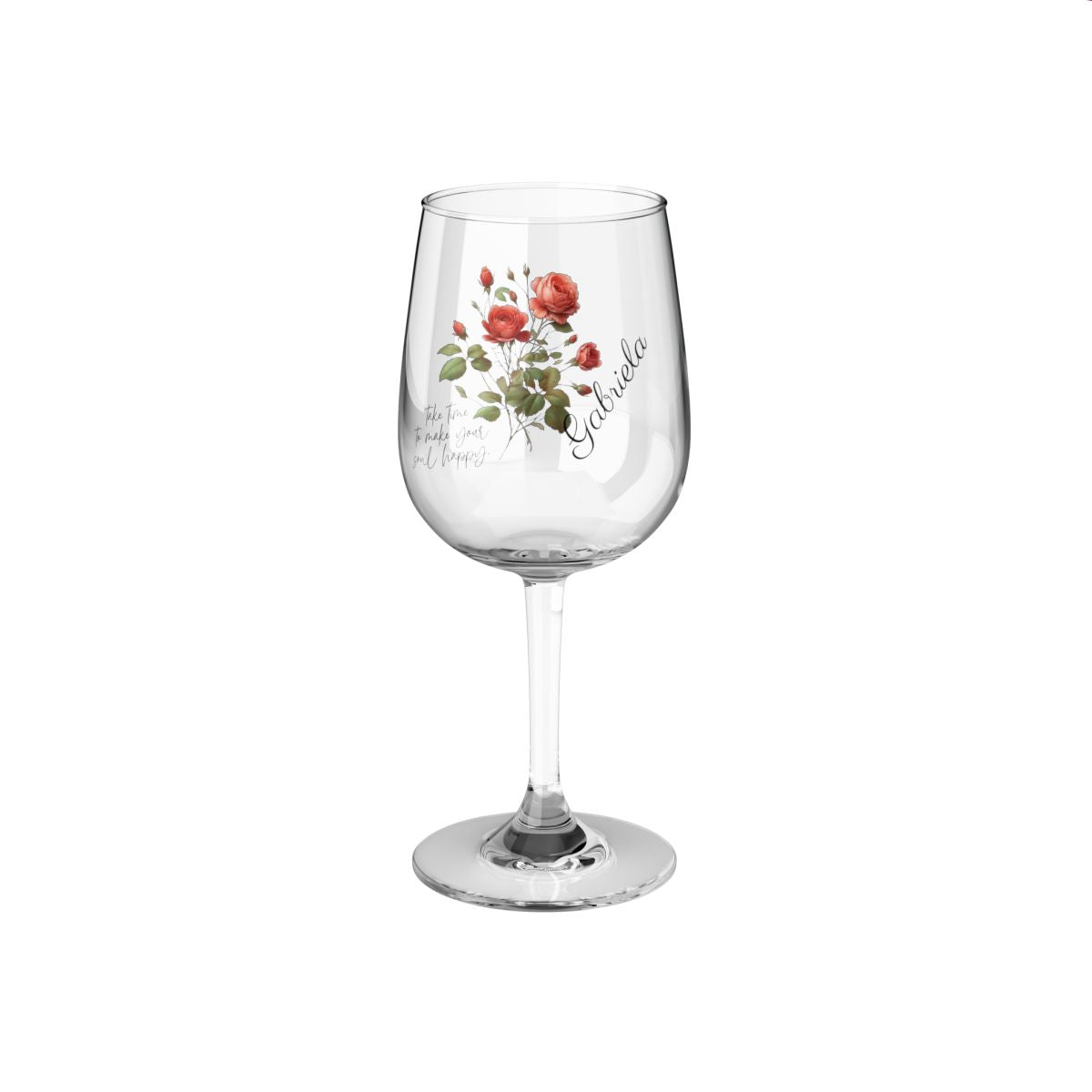 Rose-June Quote Personalised Floral Birthday Month Bouquet Wine Glass, Stemless Wine Glass, Whiskey Glass, Rocks Glass
