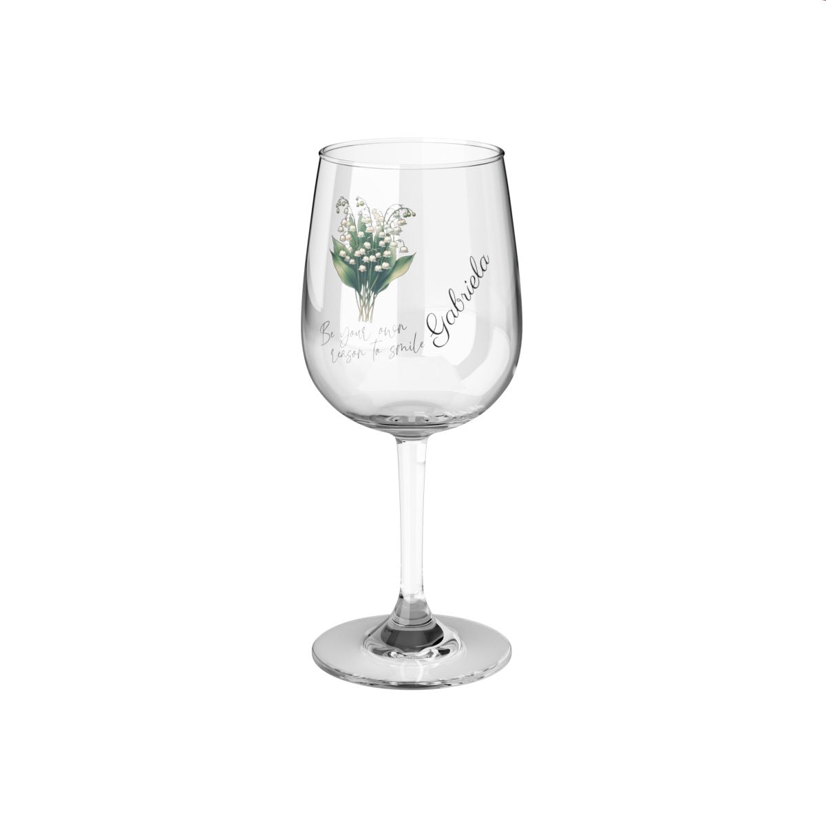 Lily of the valley-May Quote Personalised Floral Birthday Month Bouquet Wine Glass, Stemless Wine Glass, Whiskey Glass, Rocks Glass