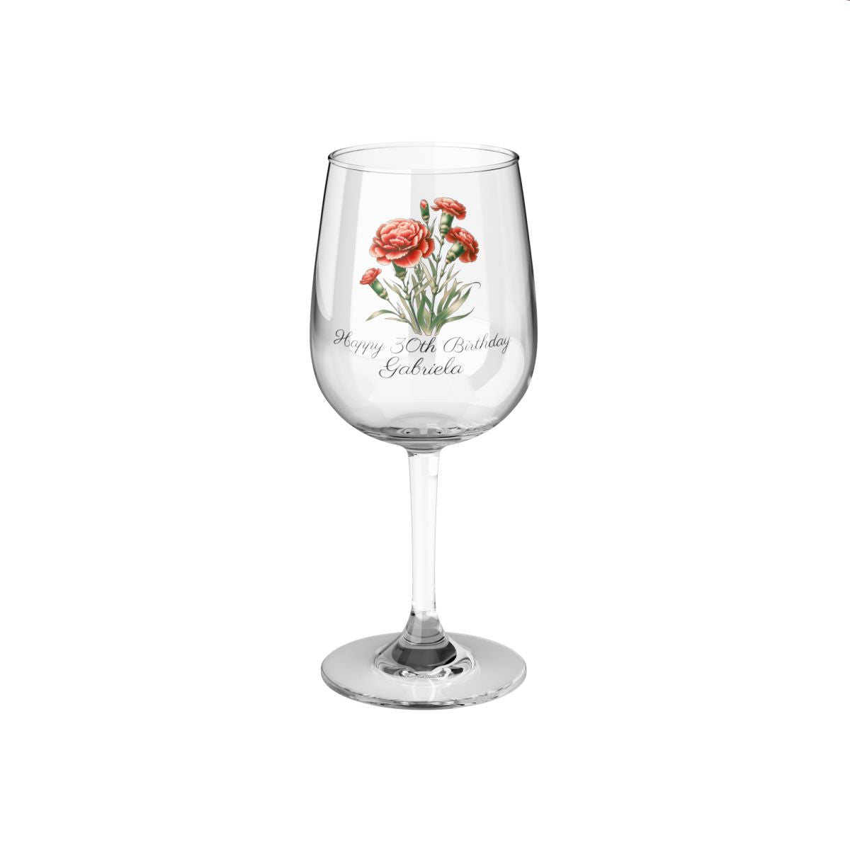 Personalised Floral Birthday Month Bouquet Wine Glass, Stemless Wine Glass, Whiskey Glass, Rocks Glass
