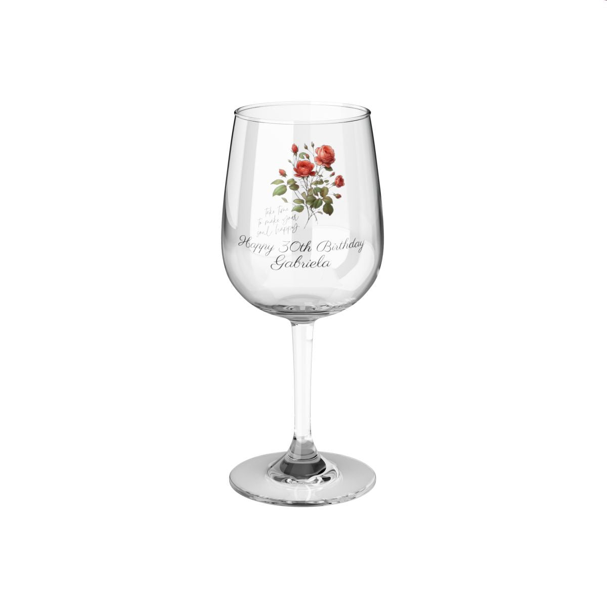 Rose-June Quote Personalised Floral Birthday Month Bouquet Wine Glass, Stemless Wine Glass, Whiskey Glass, Rocks Glass