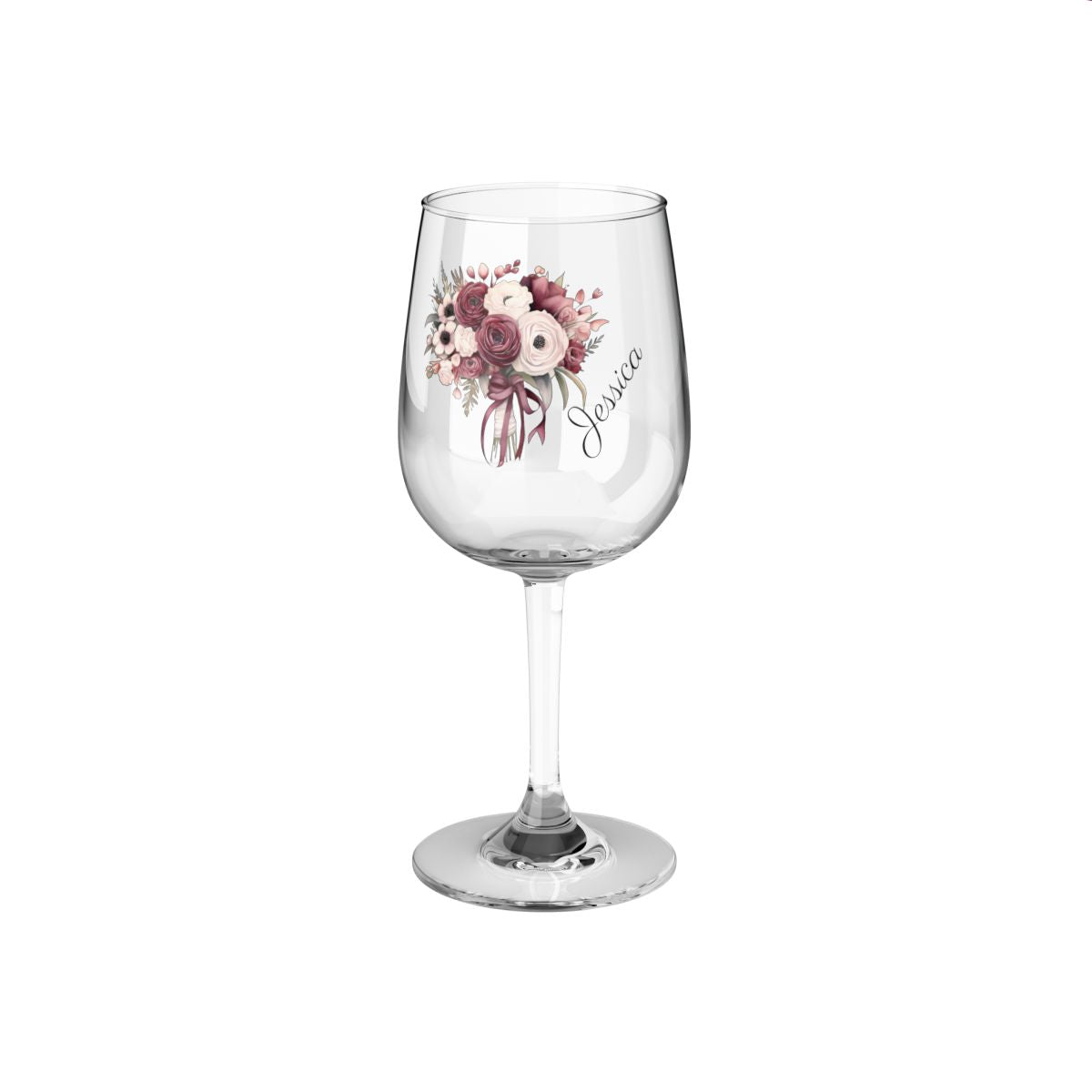 Wedding Bouquets Flower Personalised Floral Bouquet Wine Glass, Stemless Wine Glass, Whiskey Glass, Rocks Glass