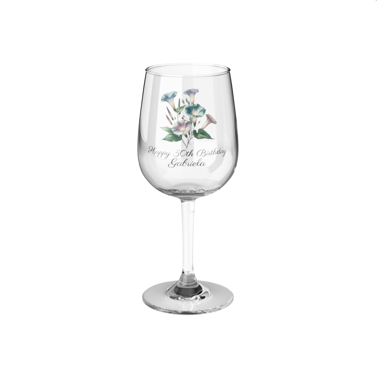 Morning Glory September Personalised Floral Birthday Month Bouquet Wine Glass, Stemless Wine Glass, Whiskey Glass, Rocks Glass