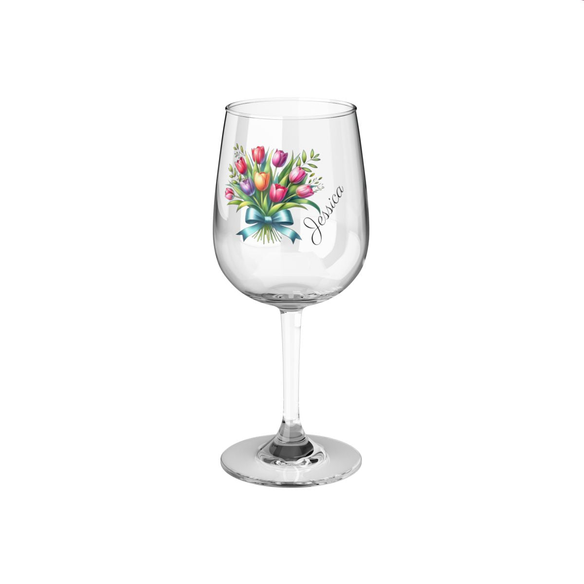 Personalised Floral Bouquet Wine Glass, Stemless Wine Glass, Whiskey Glass, Rocks Glass