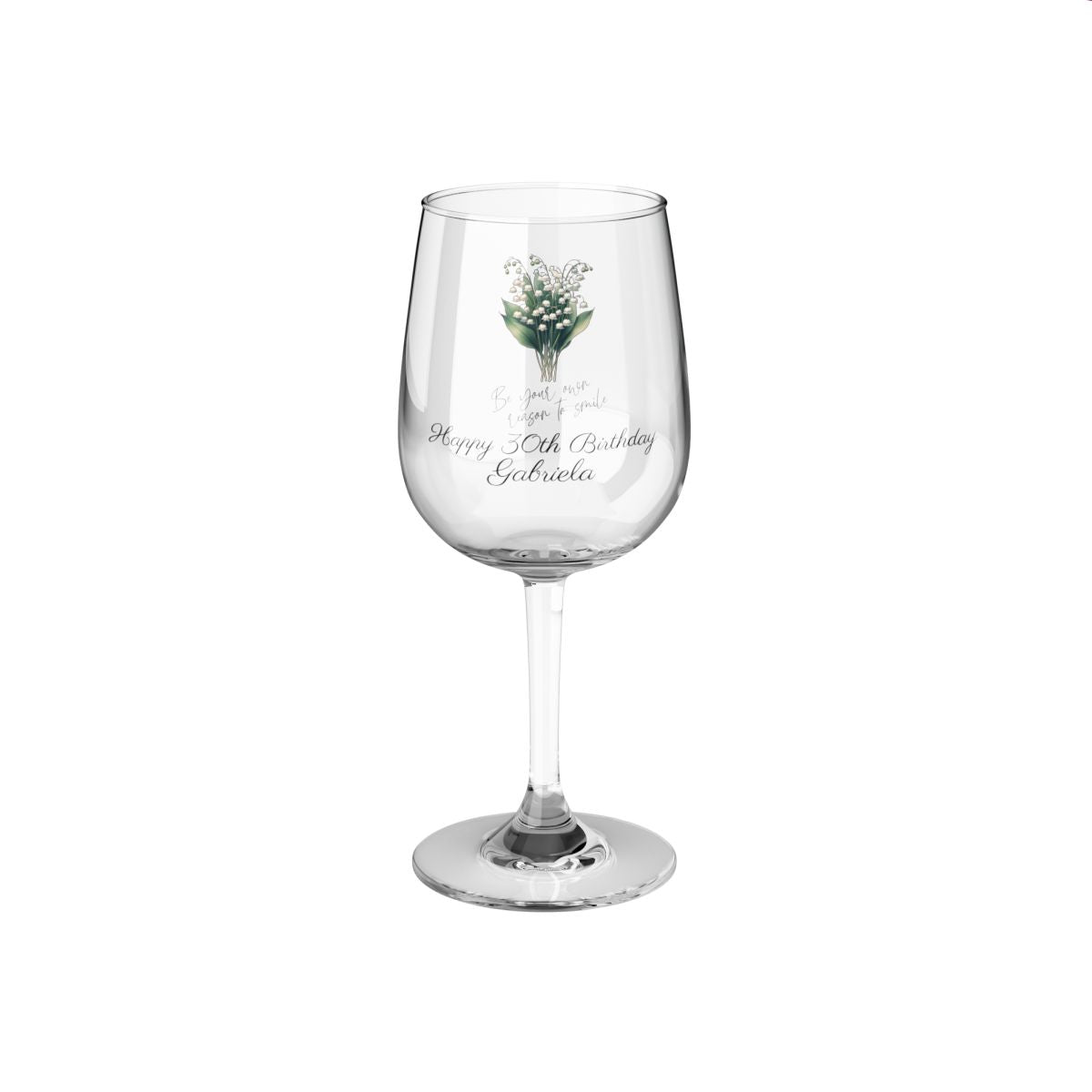 Lily of the valley-May Quote Personalised Floral Birthday Month Bouquet Wine Glass, Stemless Wine Glass, Whiskey Glass, Rocks Glass