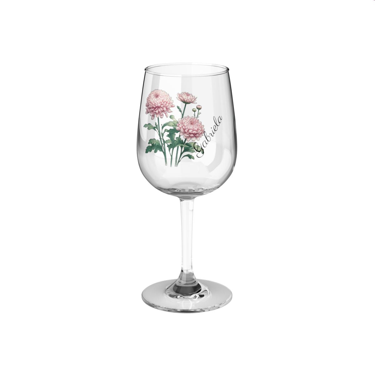 Chrysanthemum November Personalised Floral Birthday Month Bouquet Wine Glass, Stemless Wine Glass, Whiskey Glass, Rocks Glass