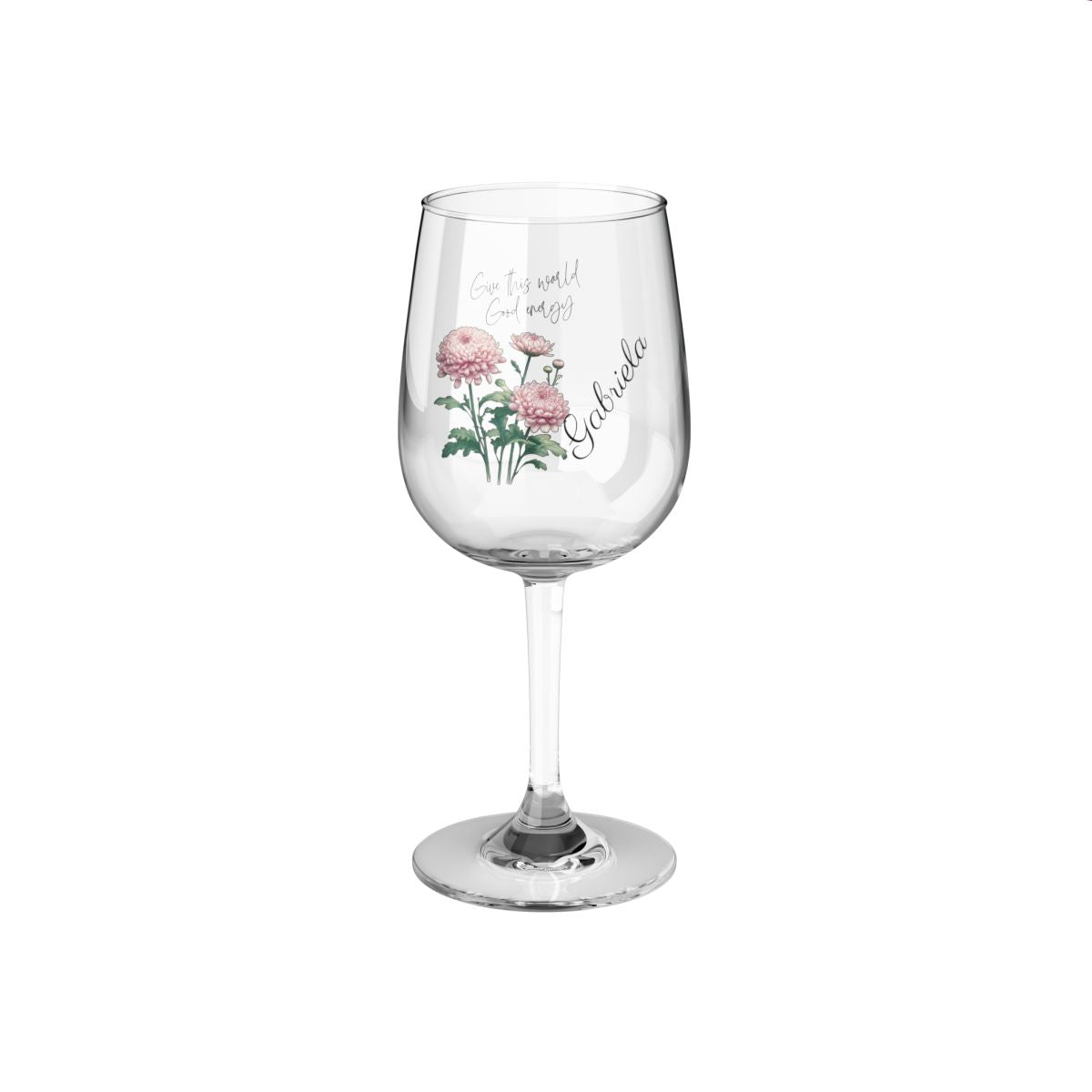 Chrysanthemum-November Quote Personalised Floral Birthday Month Bouquet Wine Glass, Stemless Wine Glass, Whiskey Glass, Rocks Glass