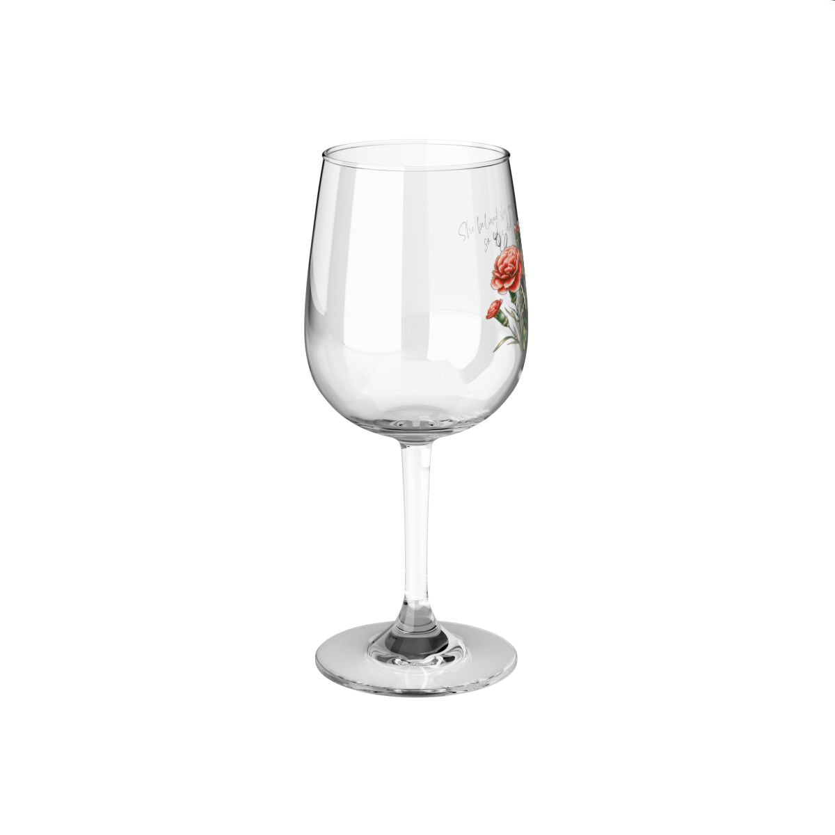 Carnation-January Quote Personalised Floral Birthday Month Bouquet Wine Glass, Stemless Wine Glass, Whiskey Glass, Rocks Glass