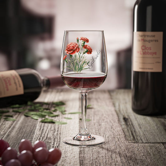 Personalised Floral Birthday Month Bouquet Wine Glass, Stemless Wine Glass, Whiskey Glass, Rocks Glass