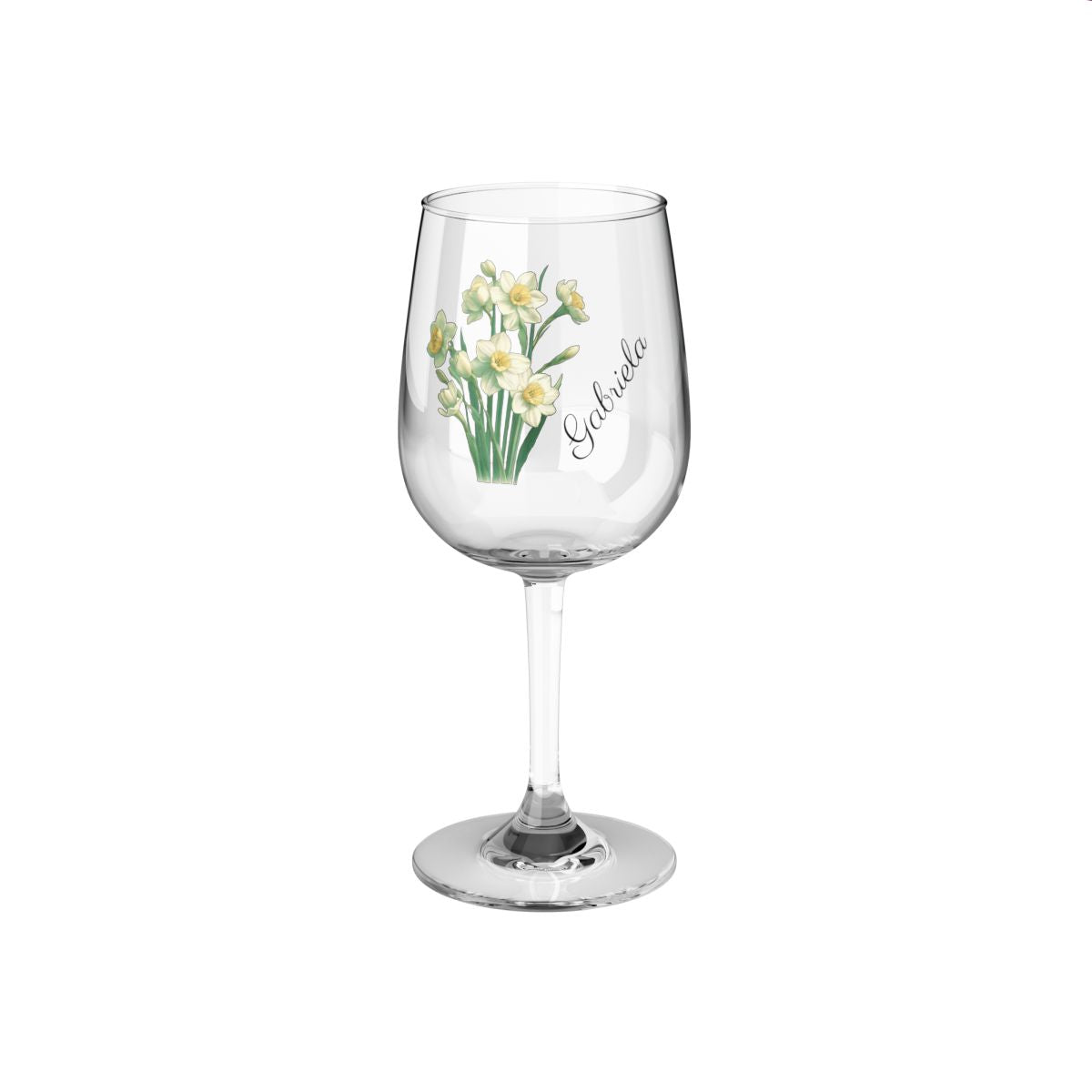 Narcissus December Personalised Floral Birthday Month Bouquet Wine Glass, Stemless Wine Glass, Whiskey Glass, Rocks Glass