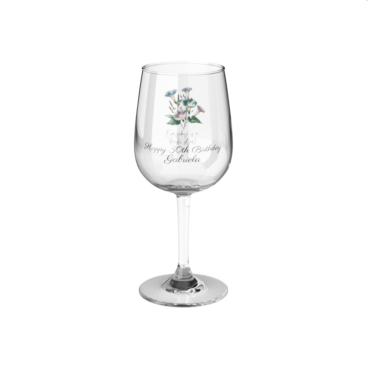 MorningGlory-September Quote Personalised Floral Birthday Month Bouquet Wine Glass, Stemless Wine Glass, Whiskey Glass, Rocks Glass
