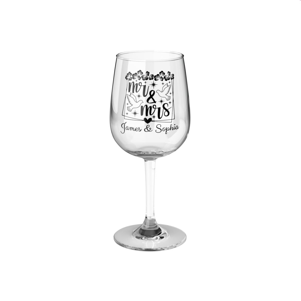 Mr And Mrs-12 Personalised Christmas Mr & Mrs Wine Glass 12oz, Whiskey Glass 6oz, Stemless Wine Glass 11.75oz, Rock Glass 10oz