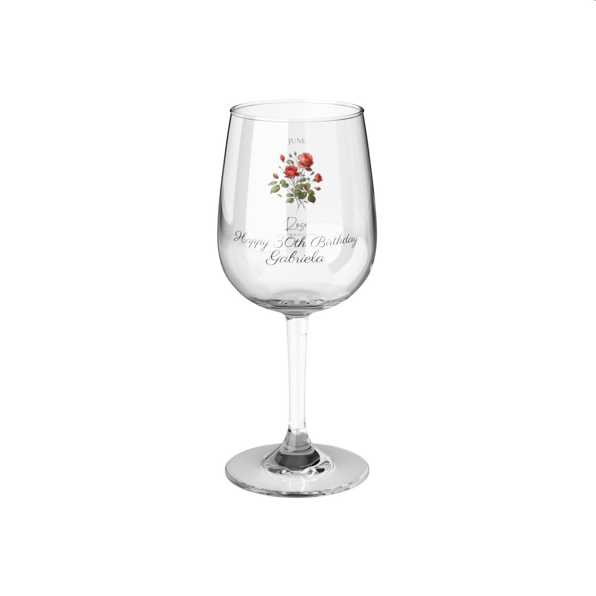 Rose-June Personalised Floral Birthday Month Bouquet Wine Glass, Stemless Wine Glass, Whiskey Glass, Rocks Glass