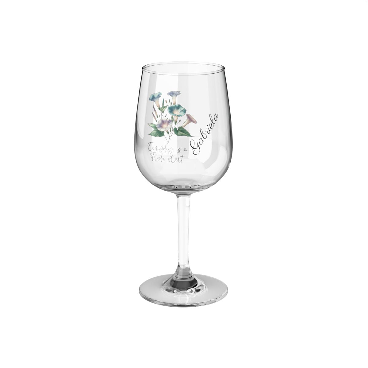MorningGlory-September Quote Personalised Floral Birthday Month Bouquet Wine Glass, Stemless Wine Glass, Whiskey Glass, Rocks Glass