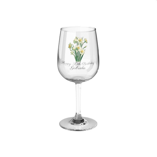 Narcissus December Personalised Floral Birthday Month Bouquet Wine Glass, Stemless Wine Glass, Whiskey Glass, Rocks Glass