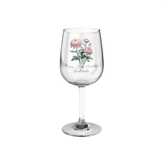 Chrysanthemum November Personalised Floral Birthday Month Bouquet Wine Glass, Stemless Wine Glass, Whiskey Glass, Rocks Glass