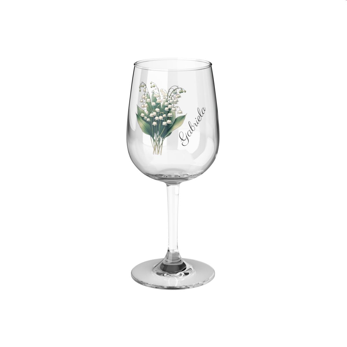 Lily of the valley May Personalised Floral Birthday Month Bouquet Wine Glass, Stemless Wine Glass, Whiskey Glass, Rocks Glass