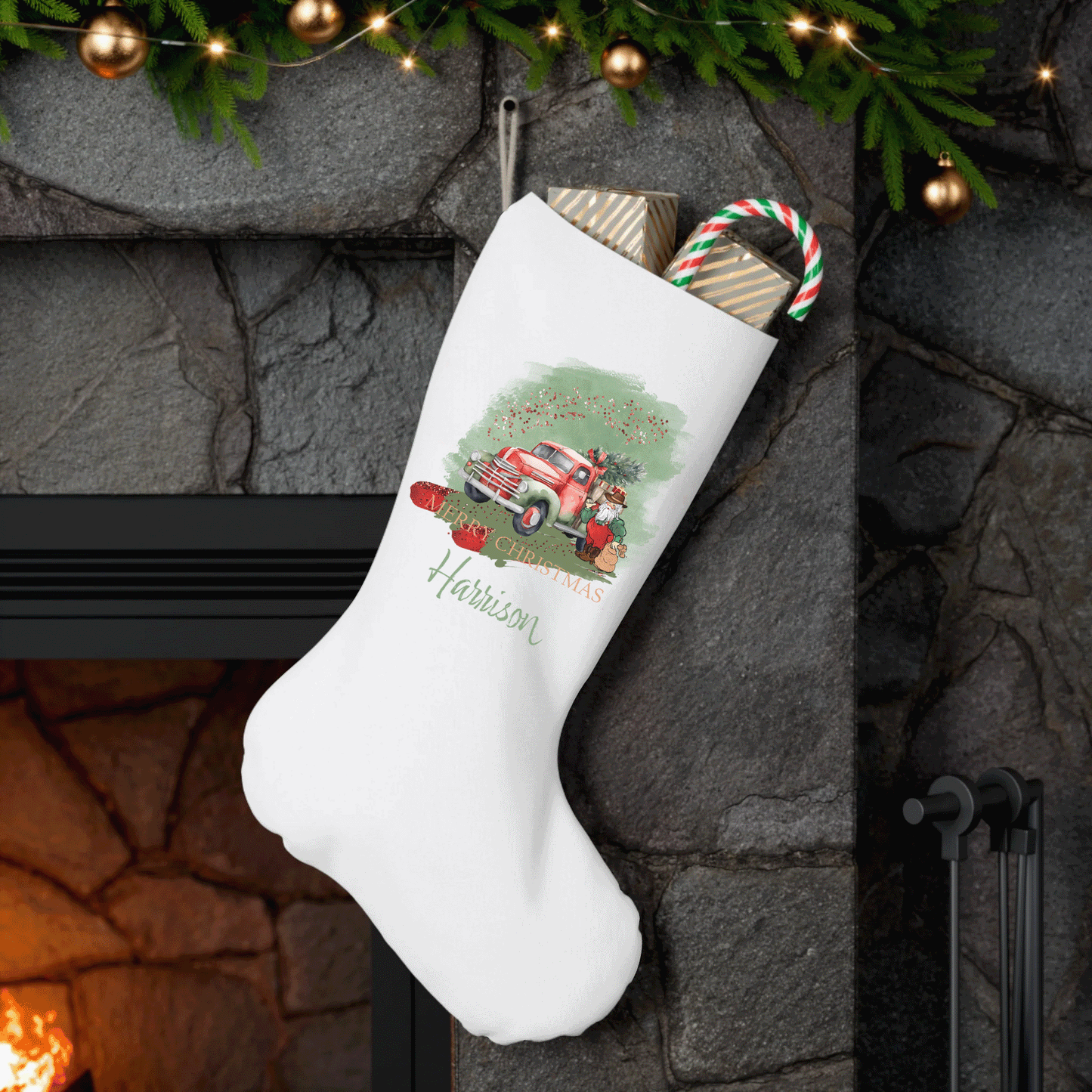 Santa Stocking Sage Christmas