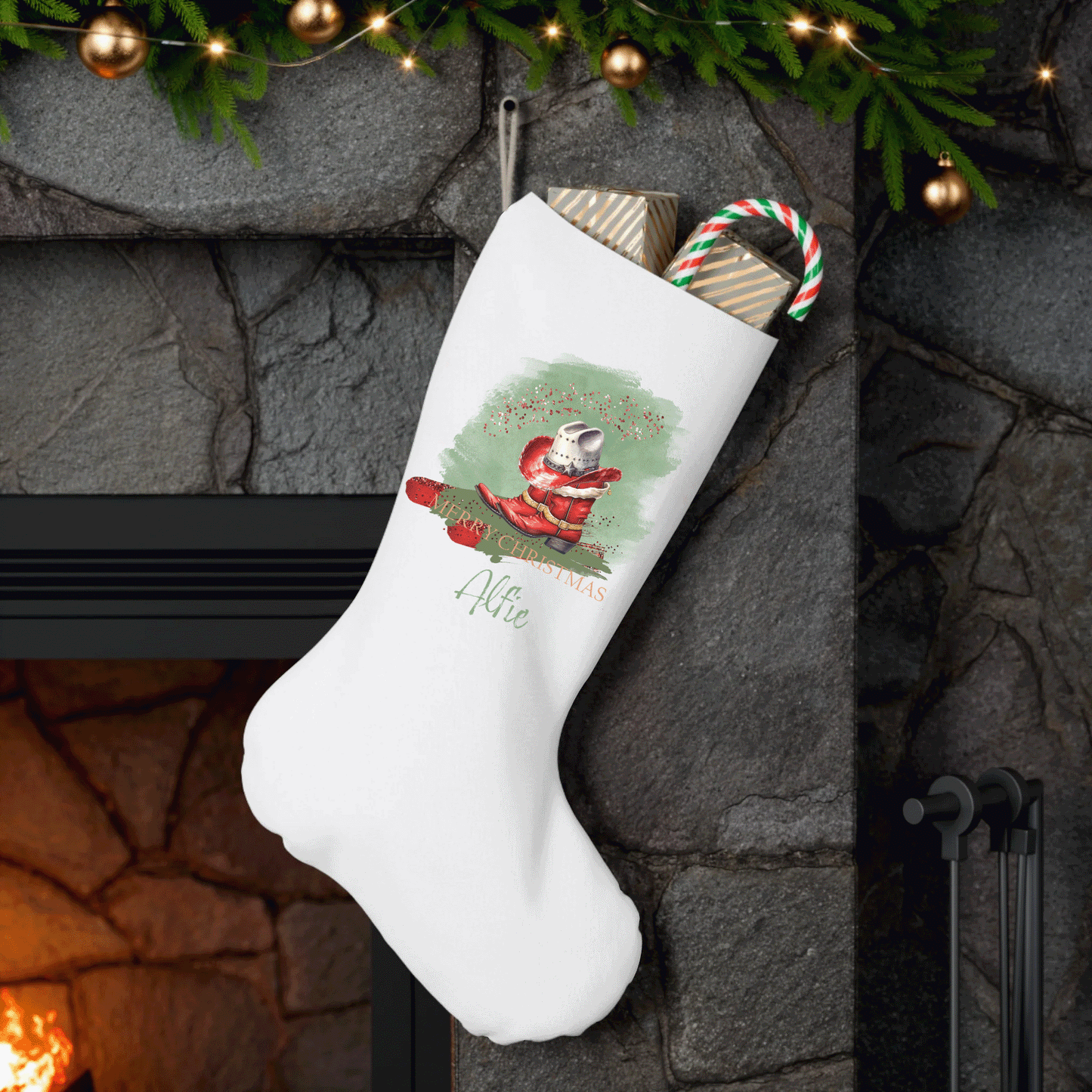 Santa Stocking Sage Christmas